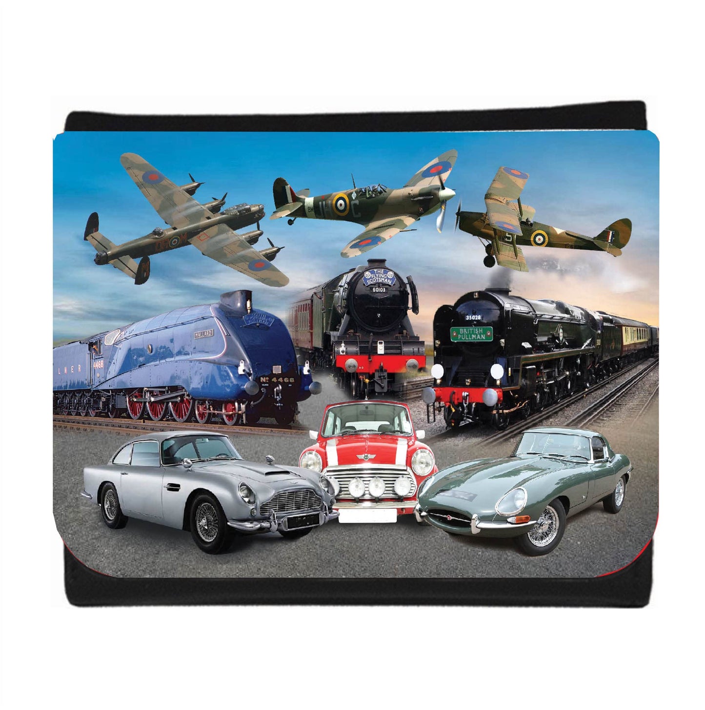 Planes Trains and Automobiles Classic Car & Transport Icons Wallet Gift