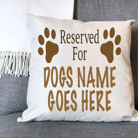 Reserved For Dog Personalised Pets Name Naturally Woven Linen Style Cushion Cover Pillow Gift
