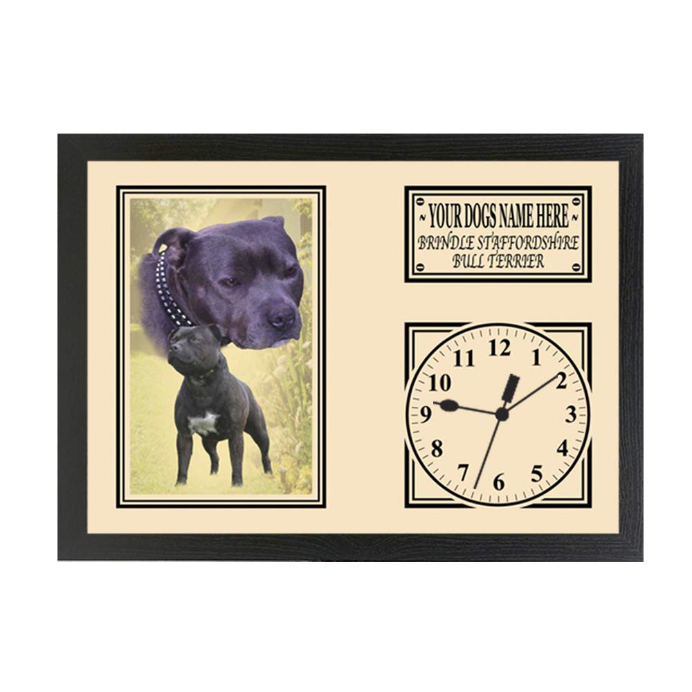 Brindle Staffordshire Bull Terrier Personalised Dog Breed Gift Clock