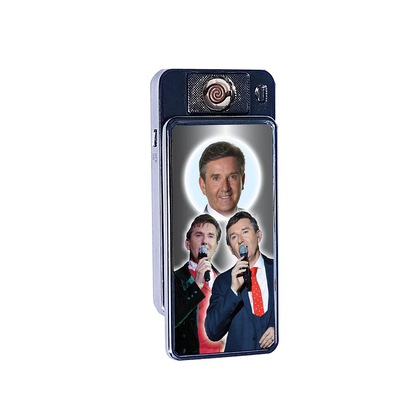 Daniel O'Donnell Icon Rechargeable Gift Boxed Silver Metal USB Lighter, 70mm x 38mm x 11mm