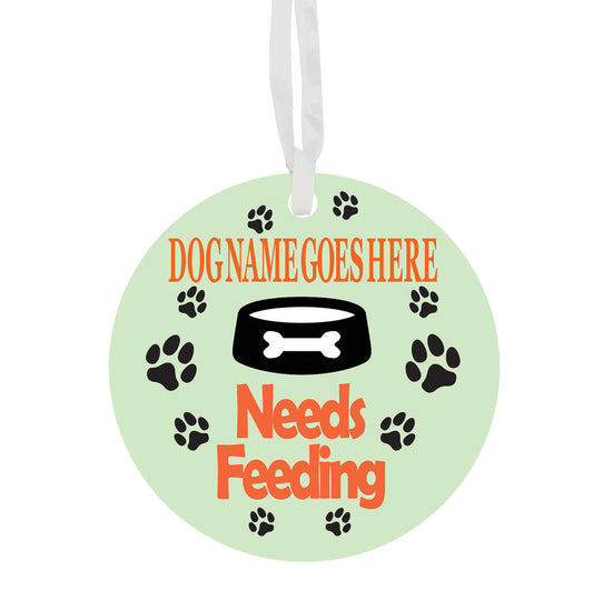 The Dog Needs Feeding Has Been Fed Personalised Reversible Hanging Novelty Pet Ceramic Gift