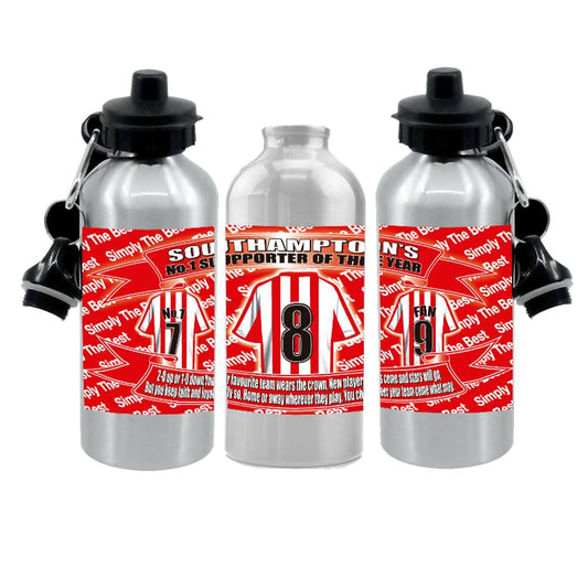 South(ampton) Football Shirt Silver Aluminium Two Lid Unisex Water Bottle Gift