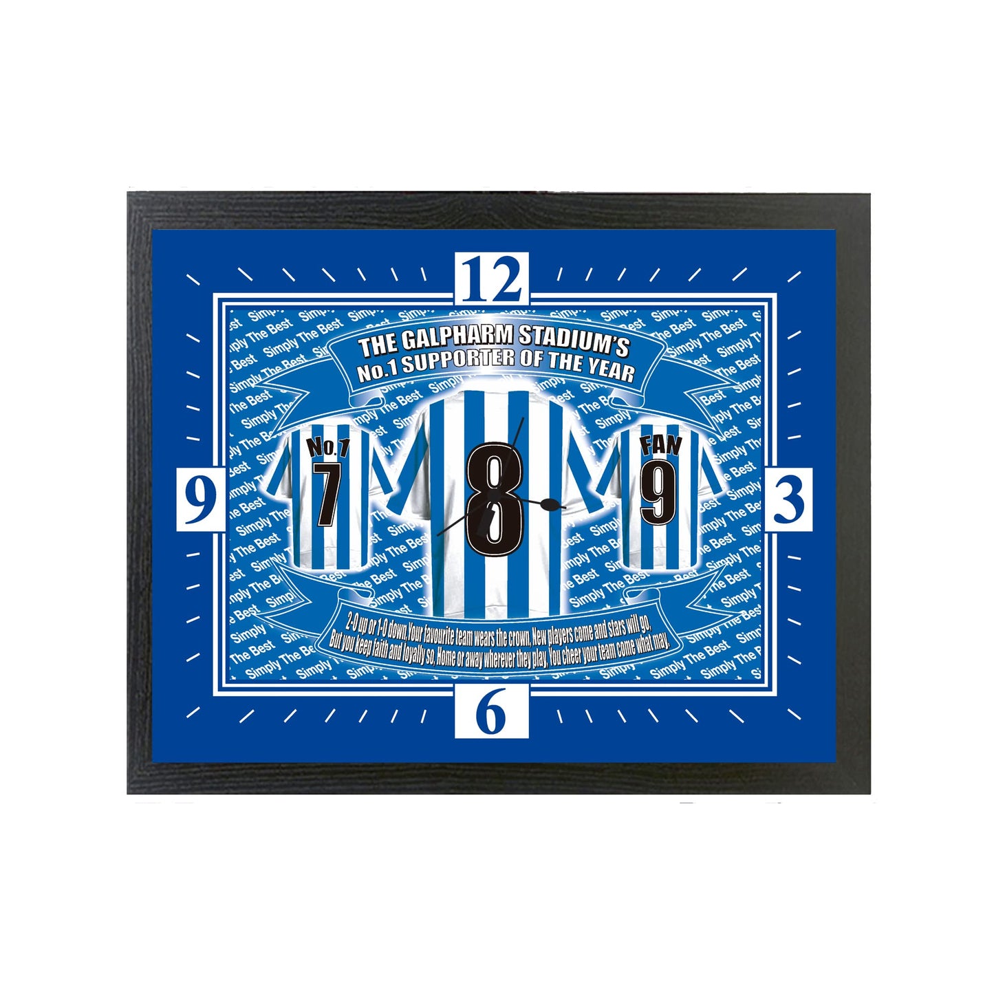 Huddersfield Football Shirt Clock Gift Present