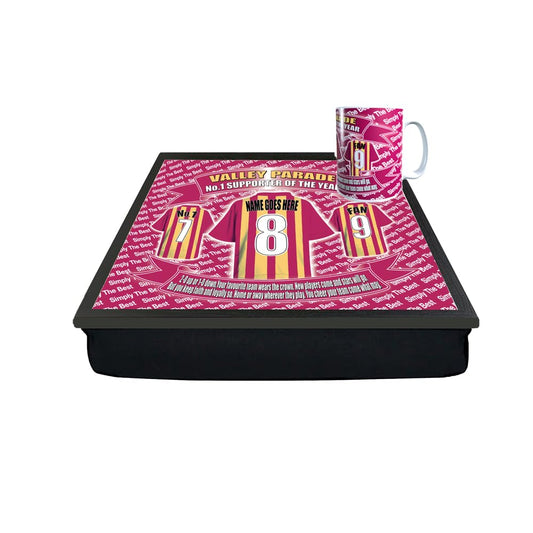 Bradford Personalised City Football Club Shirt Lap Tray And Mug Gift Set