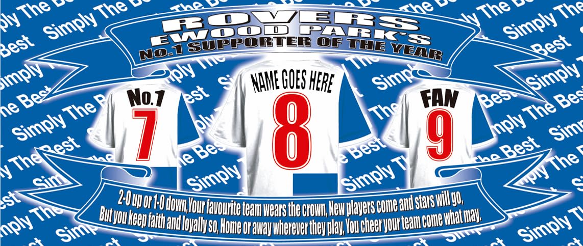 Blackburn Personalised Football Shirt Water Bottle - Silver Aluminium - Two Lids - Unisex Gift