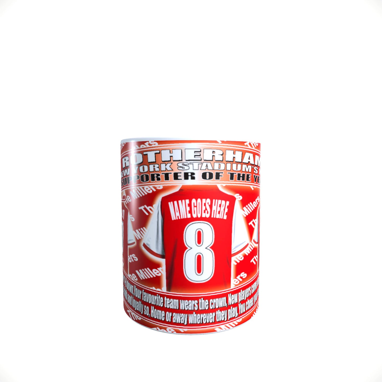 Rotherham Football Team Shirt Personalised Mug Gift with Chocolate Footballs