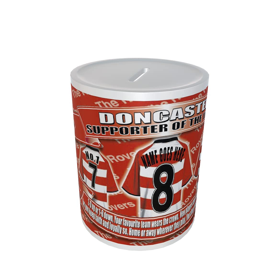 Doncaster Football Shirt Personalised Ceramic Money Box Gift