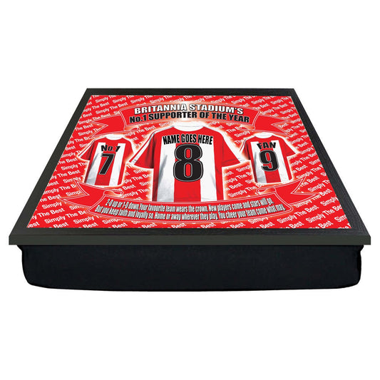 Stoke Football Shirt Lap Tray - Free Personalisation up to 12 Letters - Cushion Base - Gift Present