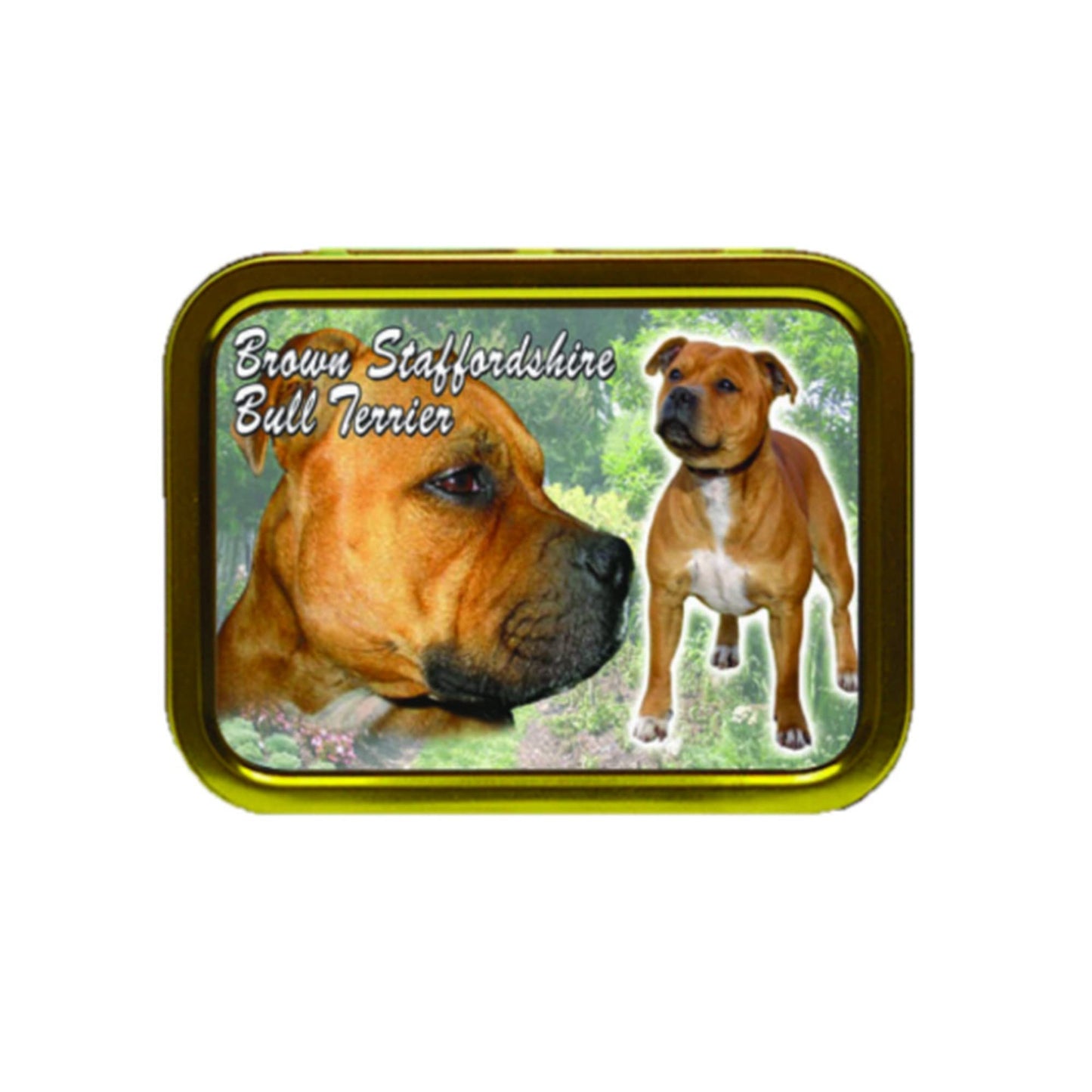 Brown Staffordshire Bull Terrier Dog Breed Tobacco Tin & Products Gift