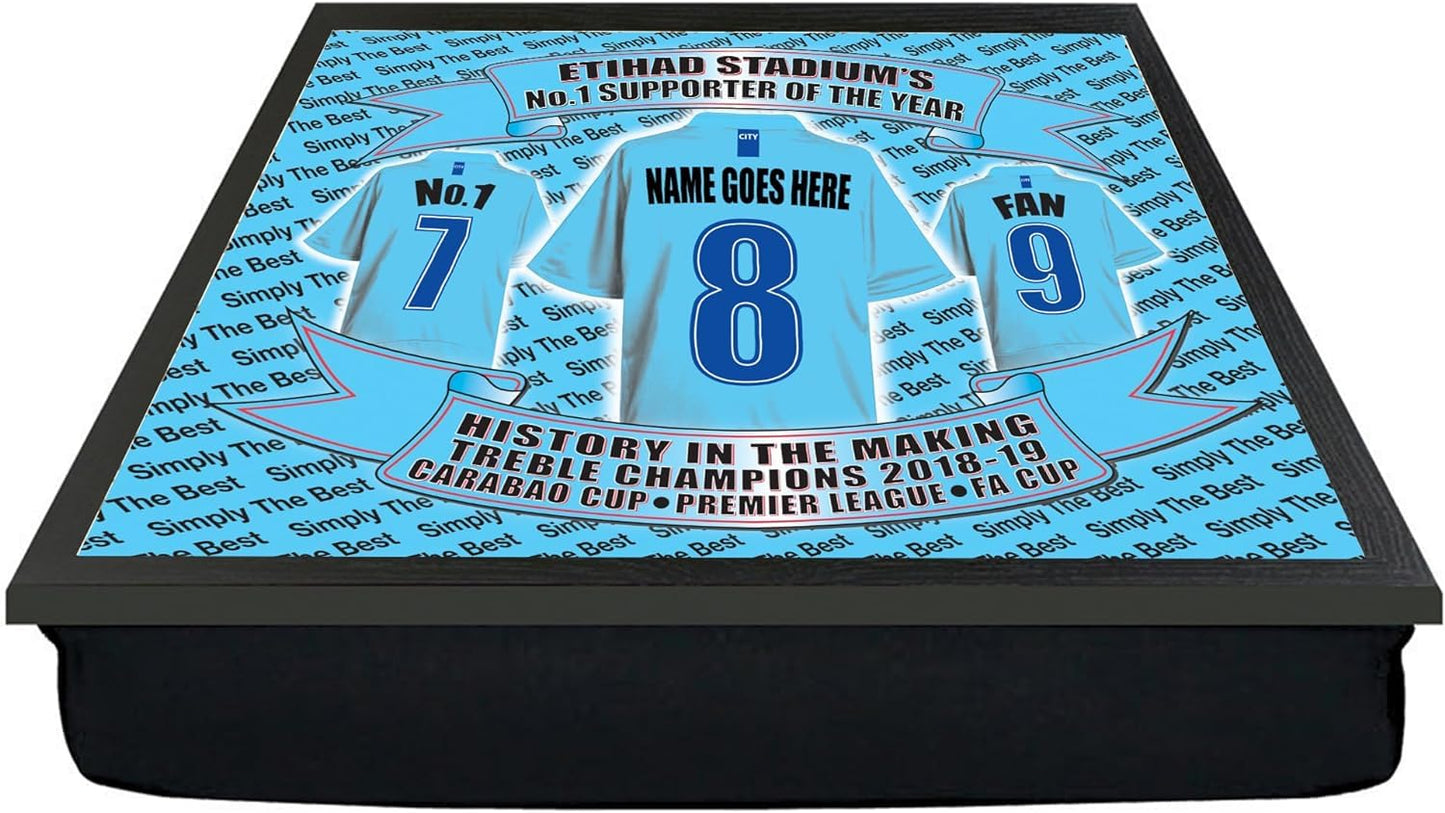 Manchester Blues Personalised Football Shirt Lap Tray And Mug Gift Set, MANBLUES- persLapMugGiftSet_000