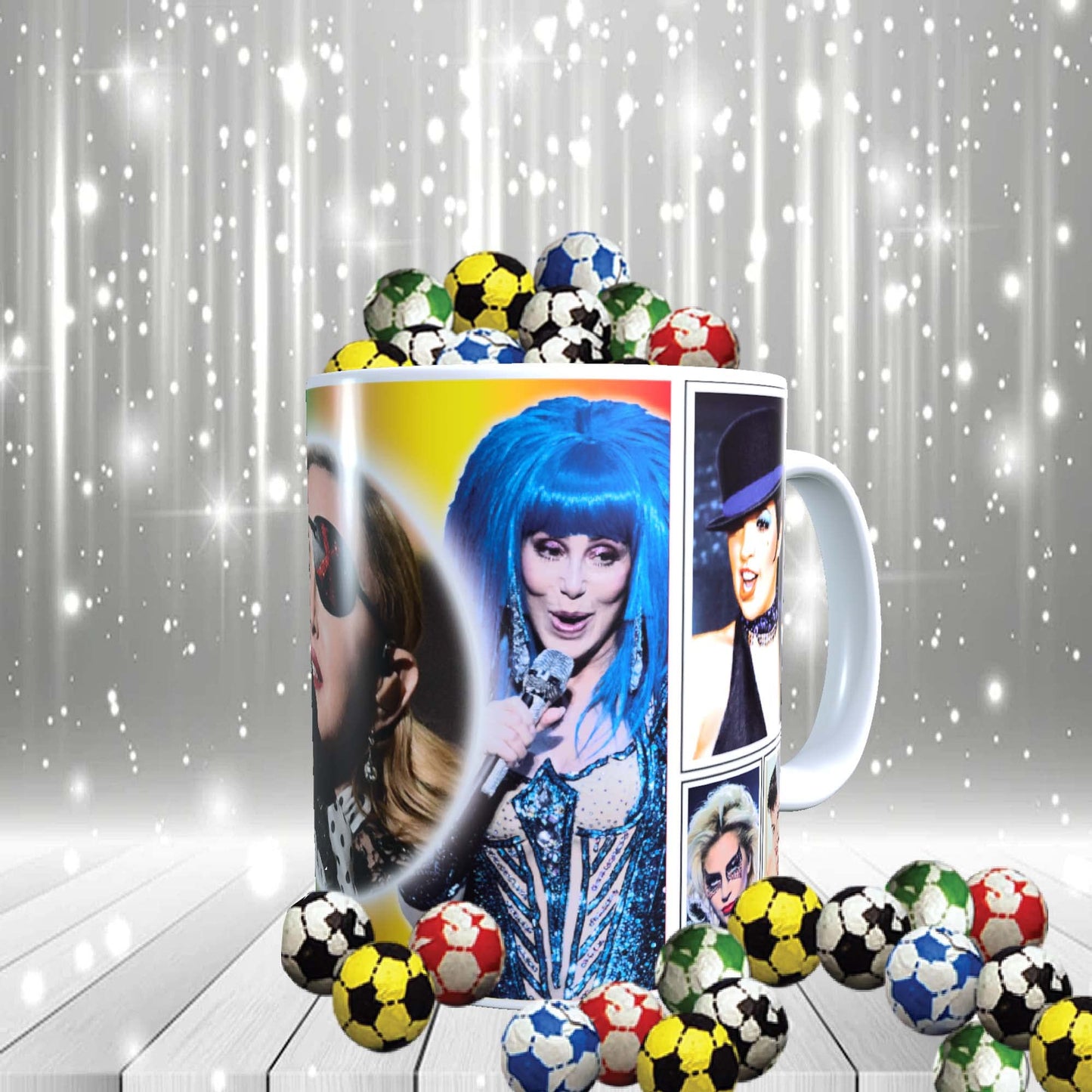 Diva Gay Pride Celebrity Icon Mug with Choice of Sweets Gift