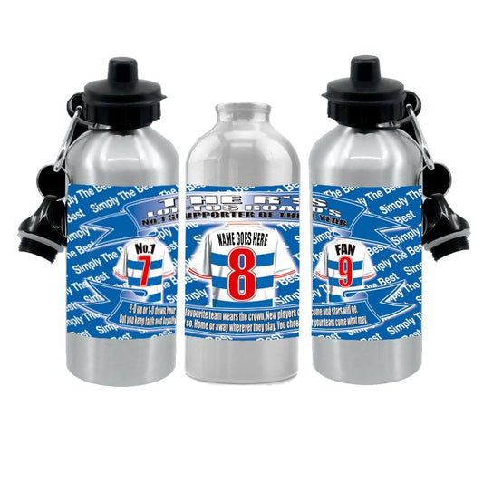Queens (park) Rangers Personalised Football Shirt Silver Aluminium Two Lid Unisex Water Bottle Gift
