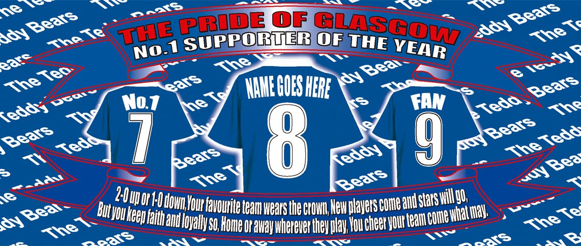 Glasgow The Teddy Bears Personalised Football Team Shirt Mug Gift with Chocolate Footballs, White