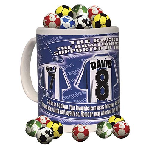 West Bromwich Albion Personalised Football Shirt Mug Gift with Chocolate Footballs