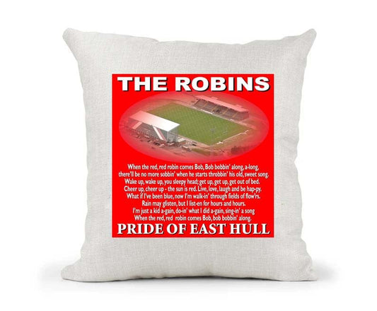Hull Rugby Cushion Cover - The Robins Kingston Rovers League Team - Anthem Song Chant - Present Gift