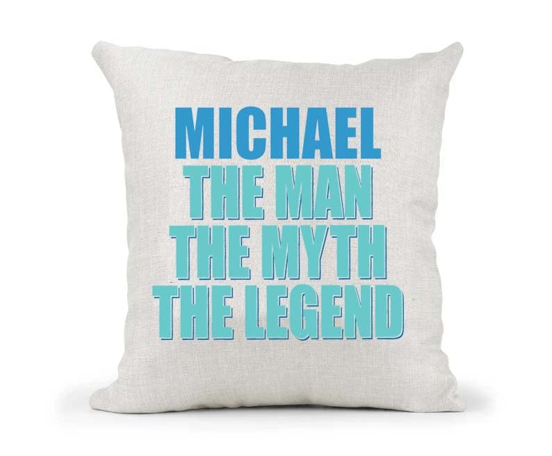 The Man The Myth The Legend Personalised Naturally Woven Linen Style Cushion Cover Pillow Gift