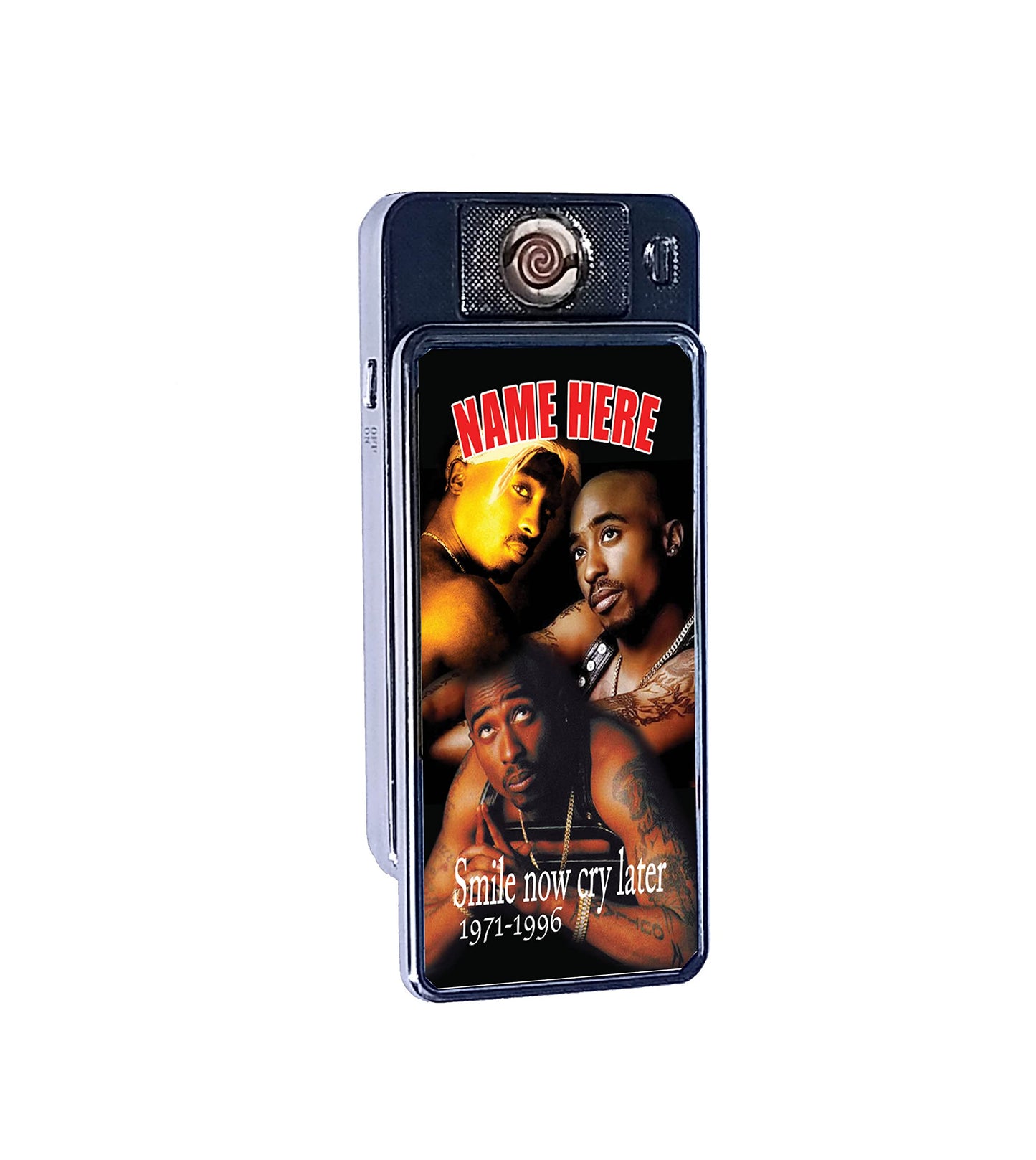 Rapper Hip Hop Shakur Personalised Icon Rechargeable Gift Boxed Silver Metal USB Lighter
