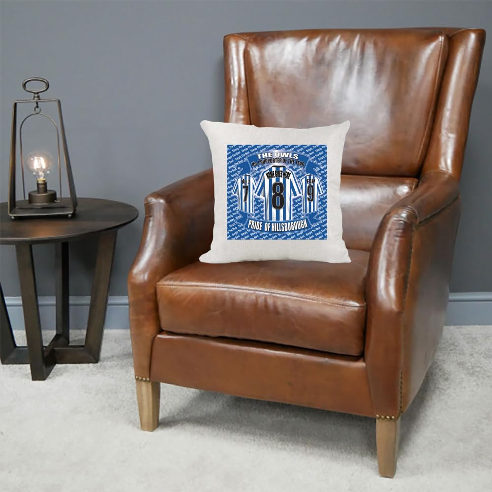 Sheff Wed Personalised Football Country Canvas Style Cushion Cover Gift