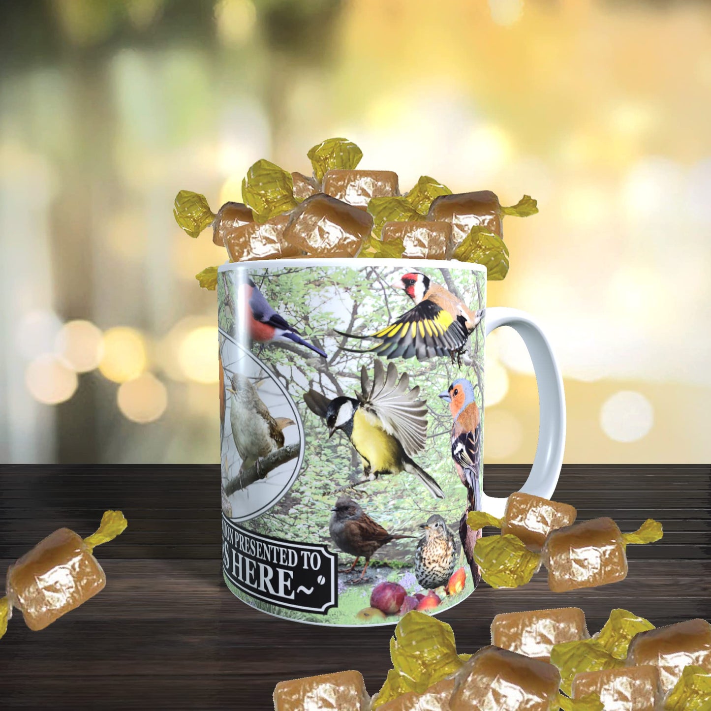 British Garden Birds Personalised Mug with Choice of Sweets Gift