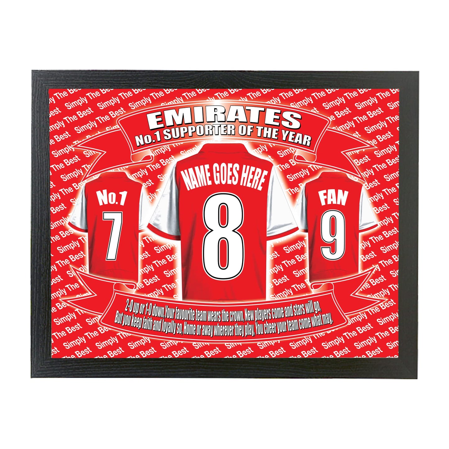 Gooners Personalised Football Shirt Picture Gift