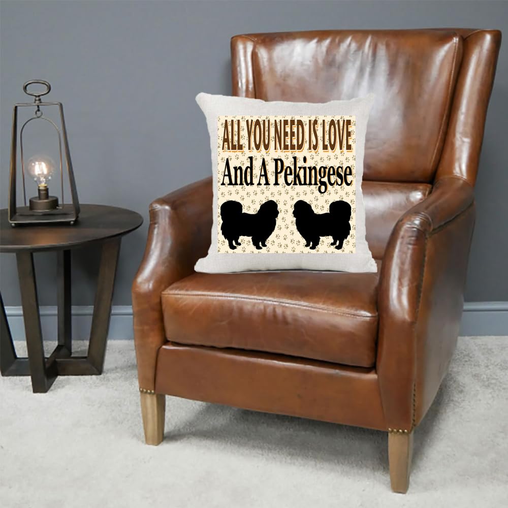 All You Need Is Love And A Pekingese Naturally Country Canvas Style Cushion Cover Gift