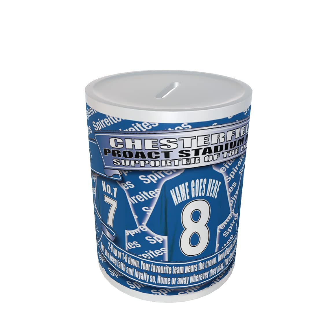 Chesterfield Football Shirt Personalised Ceramic Money Box Gift
