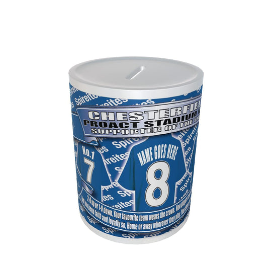 Chesterfield Football Shirt Personalised Ceramic Money Box Gift