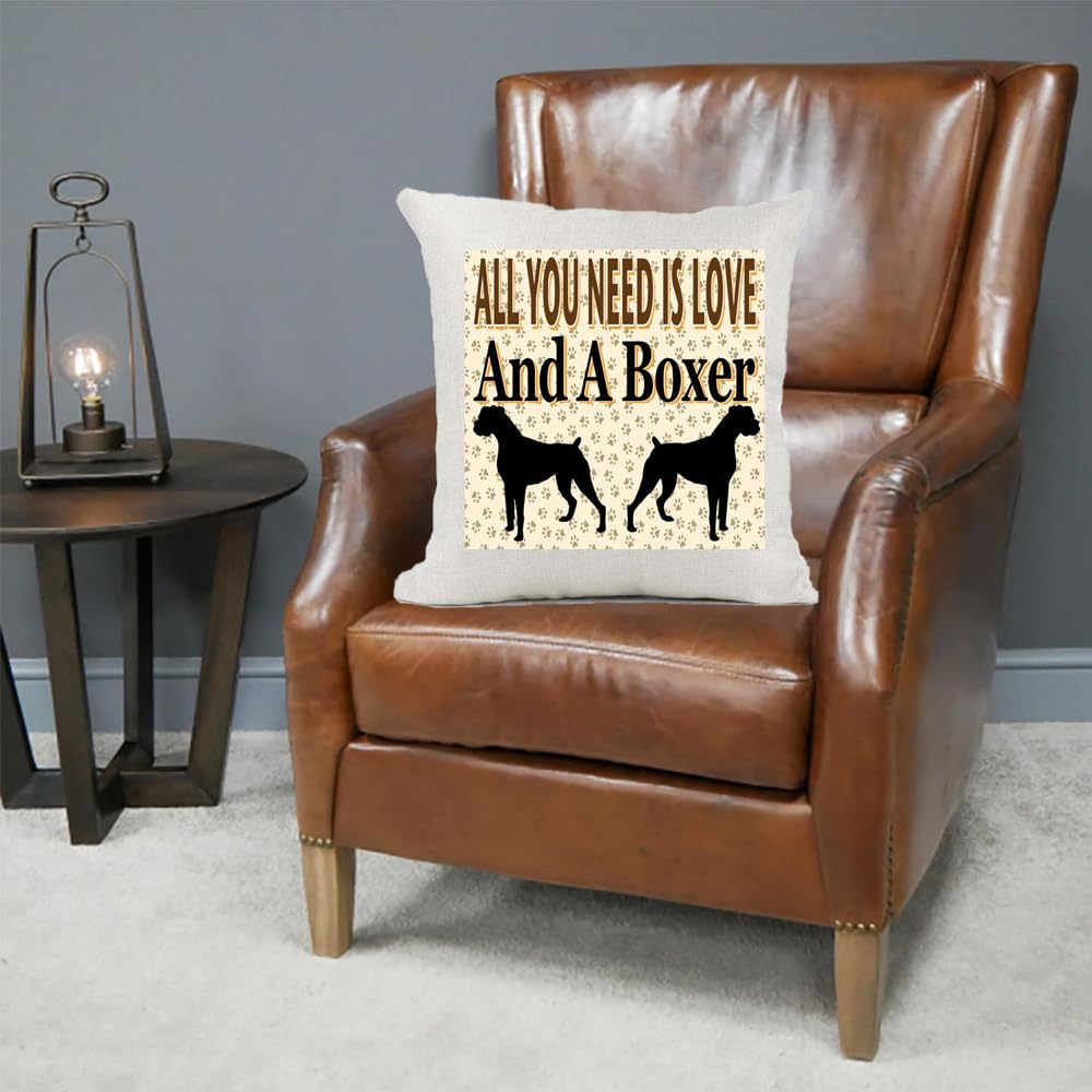 All You Need Is Love And A Boxer Country Canvas Style Cushion Cover Gift
