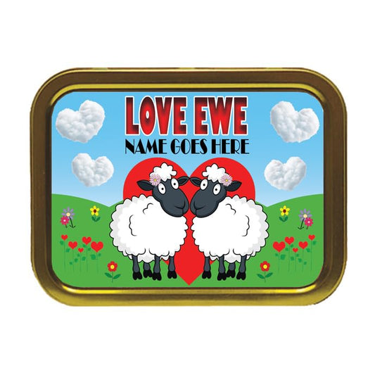 Love Ewe Two Female Personalised Cute Sheep Tobacco Storage Tin & Products