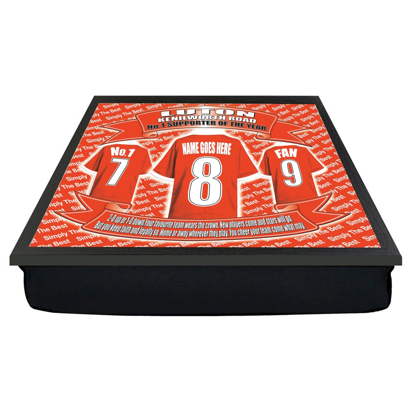 Luton Football Shirt Personalised Lap Tray Gift