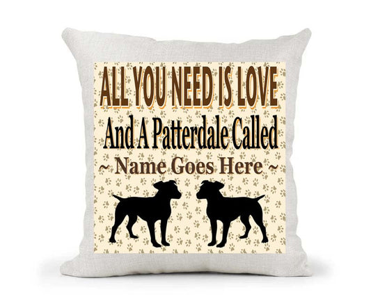 All You Need Is Love And A Patterdale Personalised Country Canvas Cushion Cover Gift