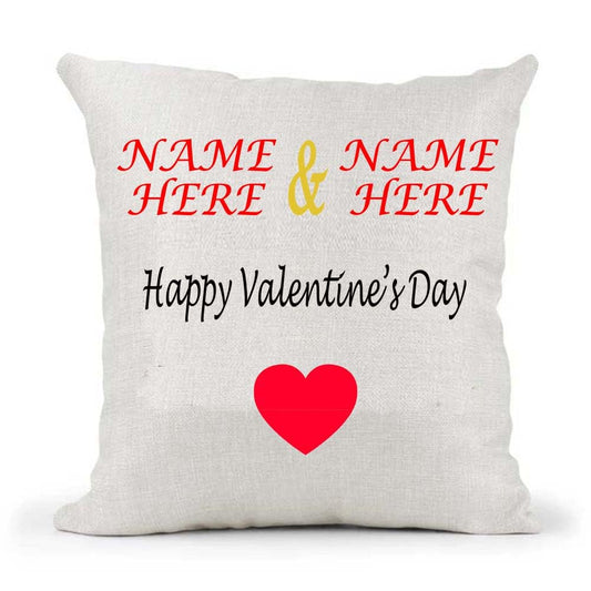 Personalised Red Love Heart Your Names Anniversary Date Wedding Valentine's Couple Birthday Present Cushion Cover Gift