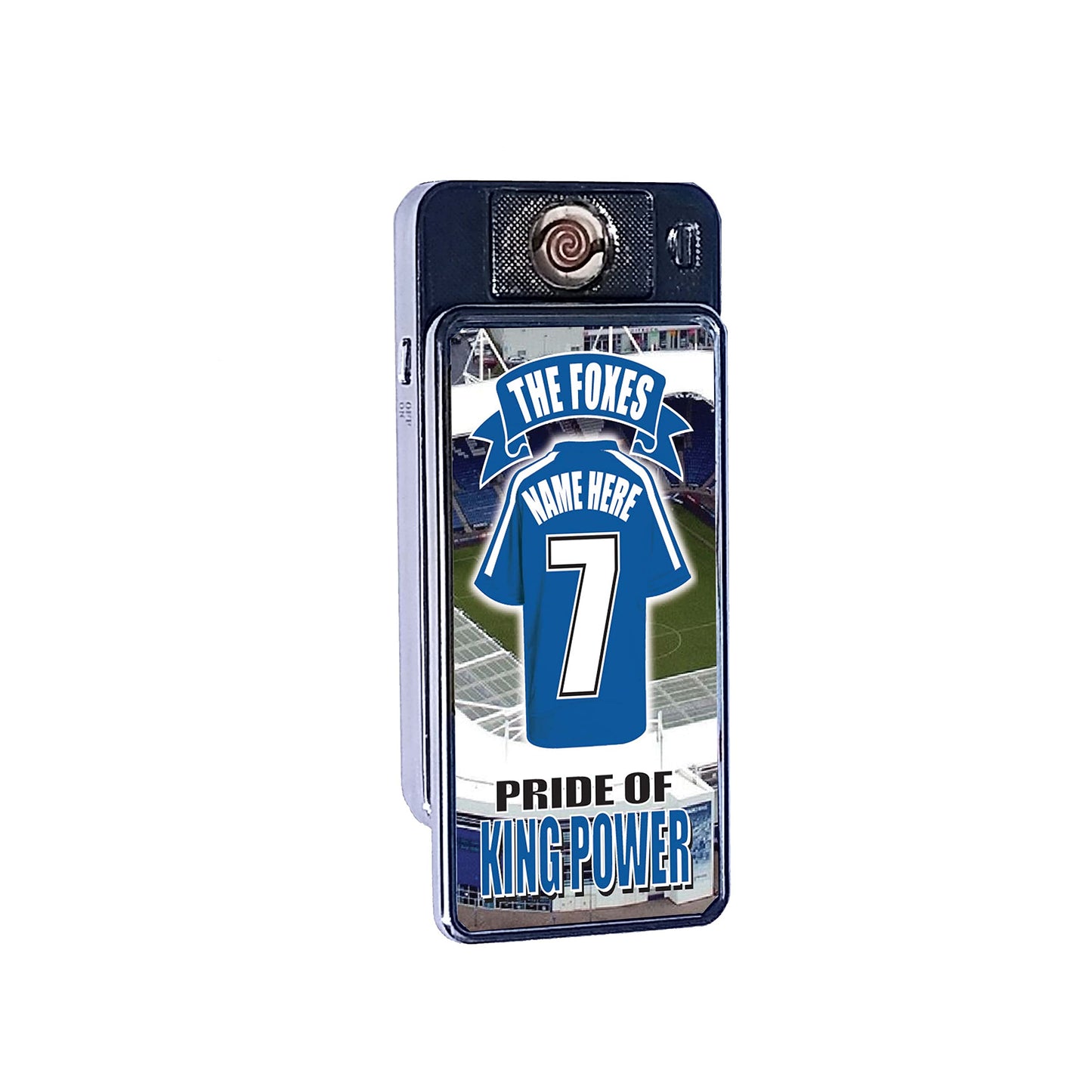 Leicester The Foxes Personalised Football Shirt Rechargeable Gift Boxed Silver Metal USB Lighter