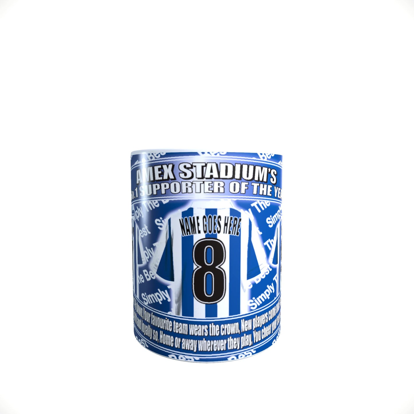 Brighton Football Team Shirt Personalised Mug Gift with Chocolate Footballs