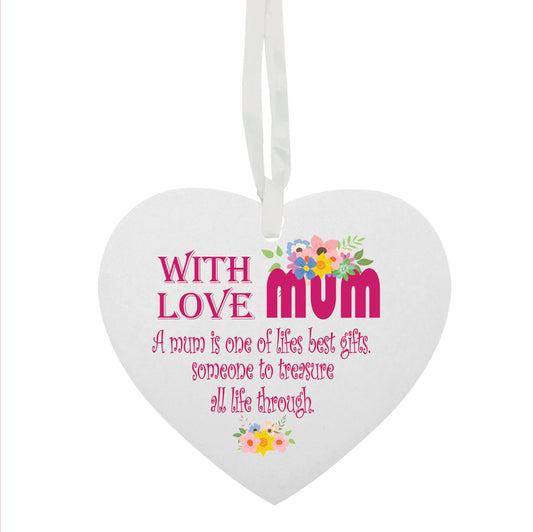With Love Mum Hanging Heart Ceramic Keepsake