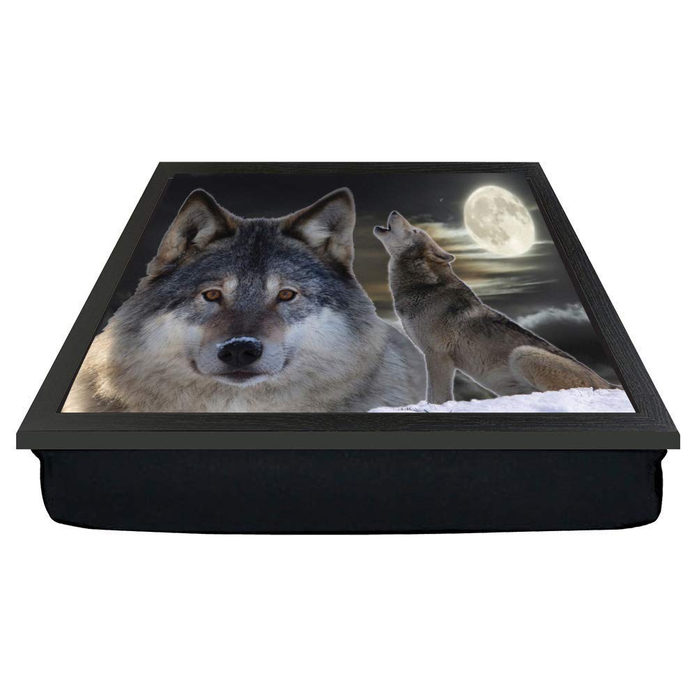Wolves at night with a wolf howling gift lap tray