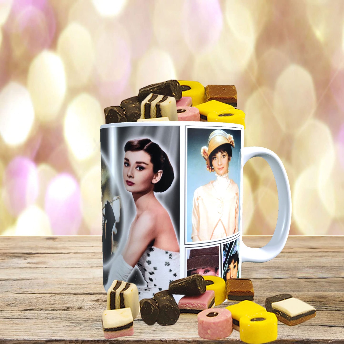 Hepburn Celebrity Icon Mug with Choice of Sweets Gift Movie Star*Audrey