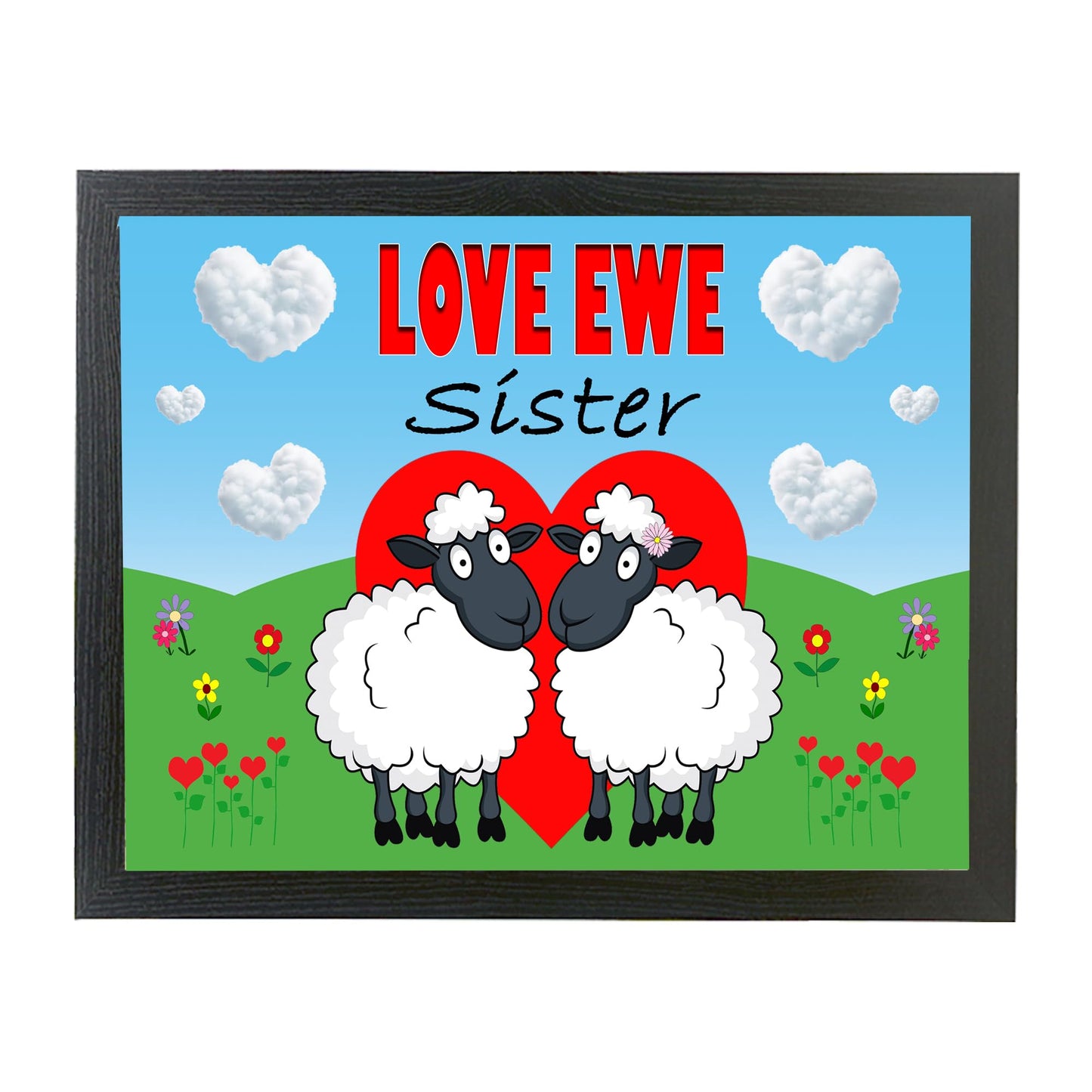 Love Ewe Sister Male and Female Cute Sheep Cushioned Lap Tray Gift Present