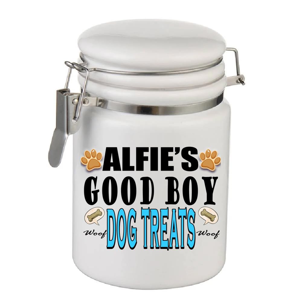 Personalised Dog Treat Jar - Good Boy Pet Snack Storage Container - Gift Present