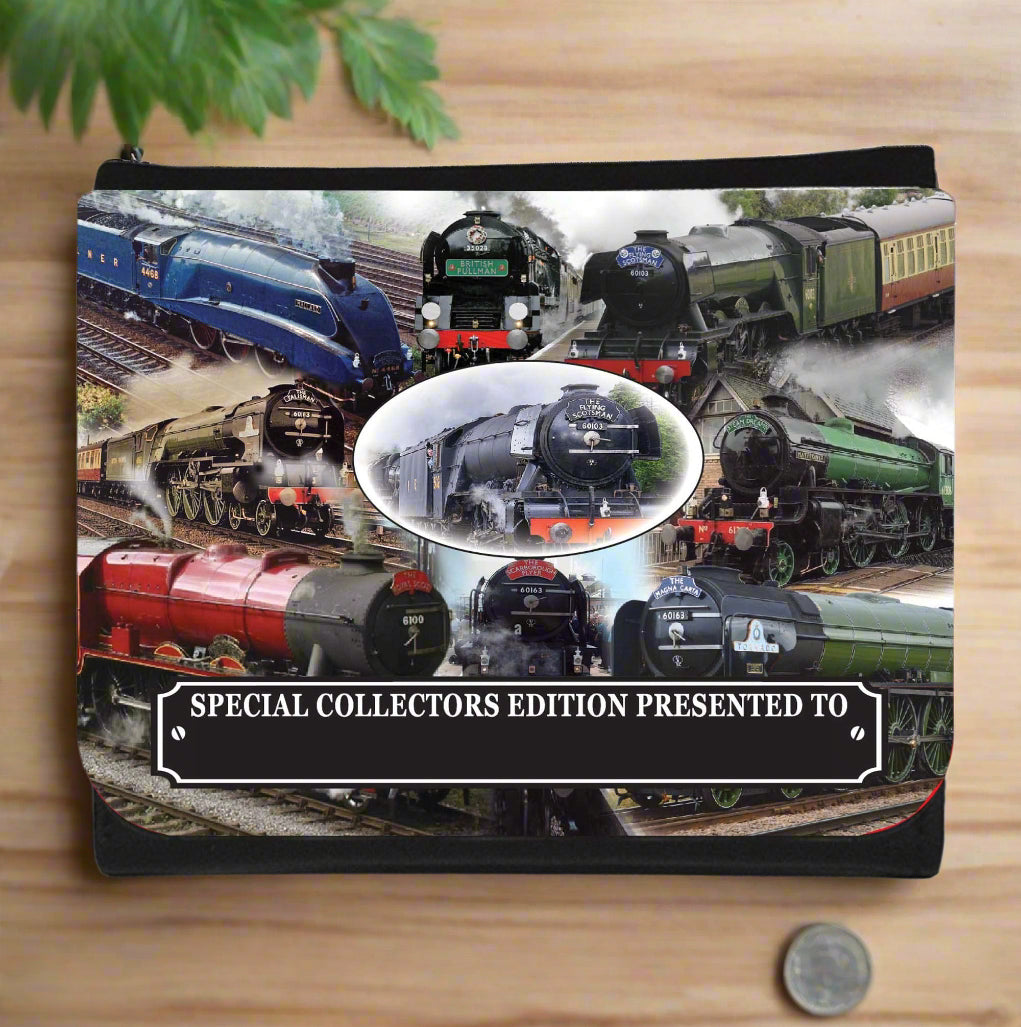 Classic Iconic Steam Locomotive Trains Personalised Wallet Gift