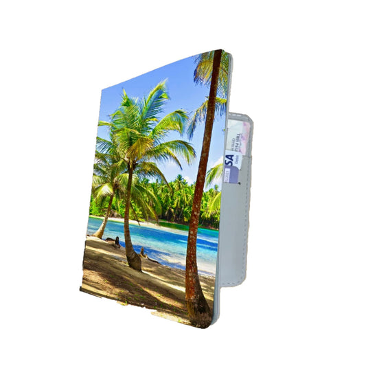 Paradise Beach Palm Tree & Boat Travel Passport Holder Case Gift Present
