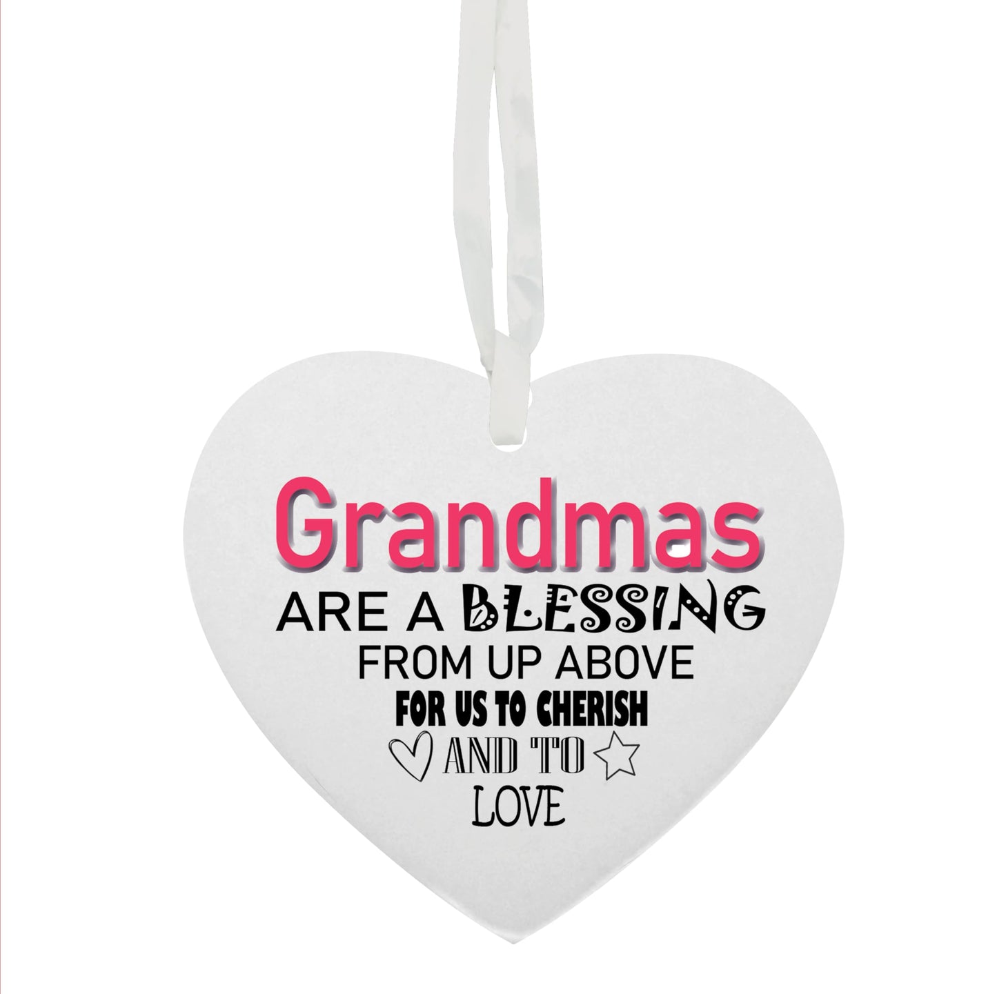 Grandmas Are A Blessing From Up Above Hanging Heart Ceramic Keepsake