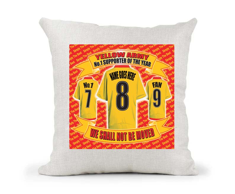 Watford Personalised Football Country Canvas Style Cushion Cover Gift