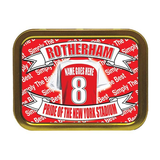 Rotherham Football Shirt Personalised Tobacco Storage Tin & Products
