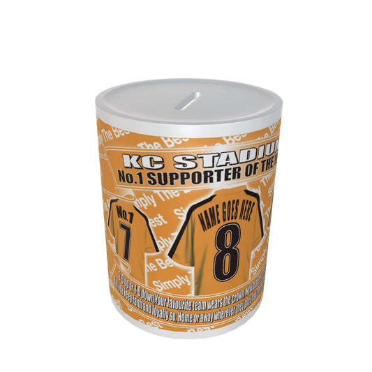 Hull Football Shirt Personalised Ceramic Money Box Gift
