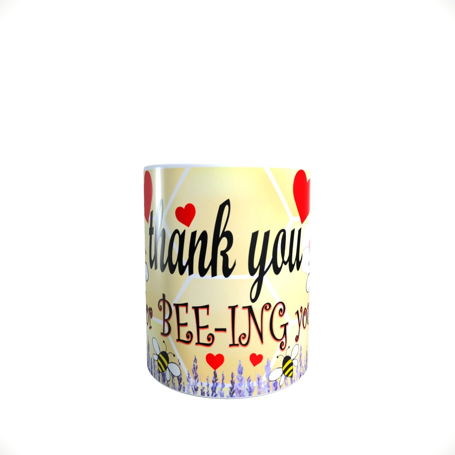Honeycomb Yellow Red Love Hearts Valentine's Day Any Occasion Mug Gift