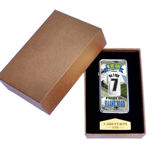 Leeds U No.1 Fan Football Shirt Rechargeable Gift Boxed Silver Metal USB Lighter