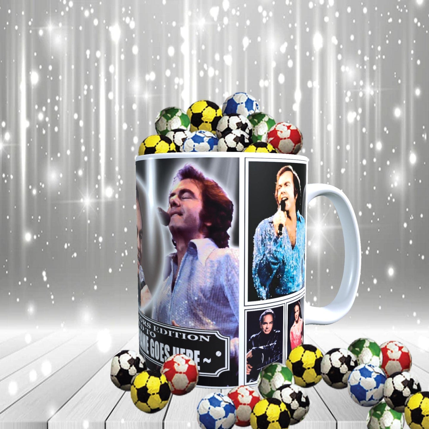 Neil Diamond Icon Personalised Mug with Choice of Sweets Gift