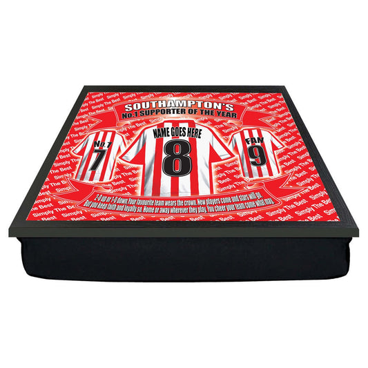 Southampton Personalised Football Shirt Lap Tray - Cushion Base - Present Gift