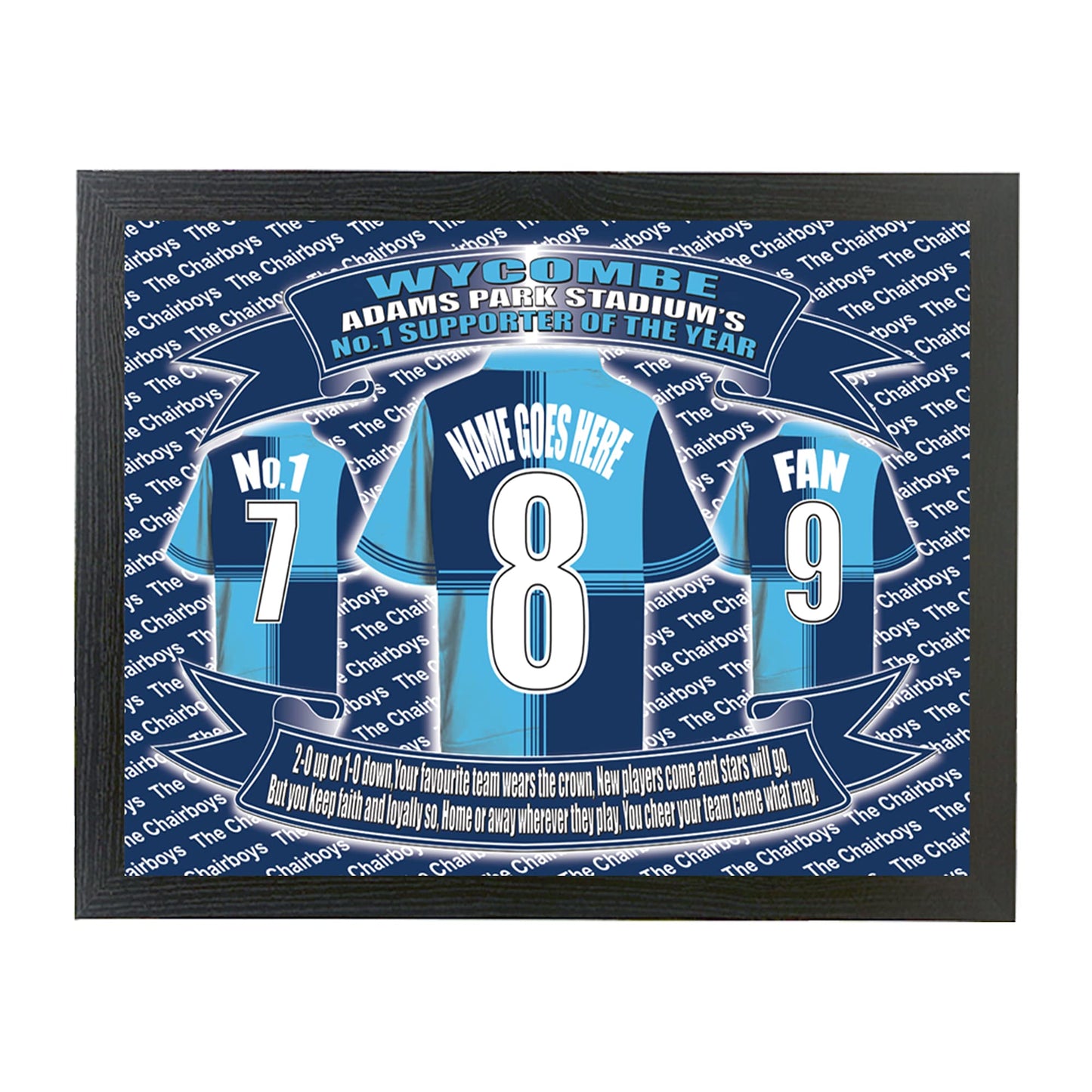 Wycombe Personalised Football Shirt Lap Tray Gift